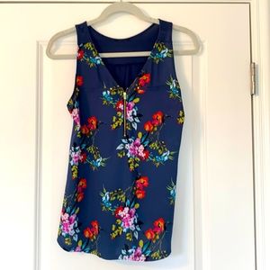Express Floral Print Zip Front Tank